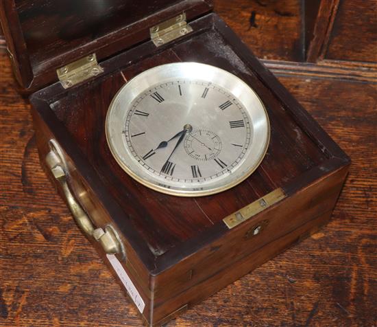 A Victorian ships chronometer in brass-bound rosewood case